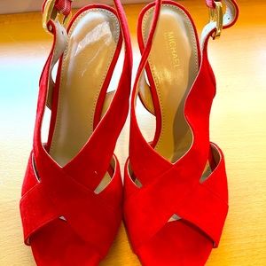 Michael Kors suede red heels slingback shoes